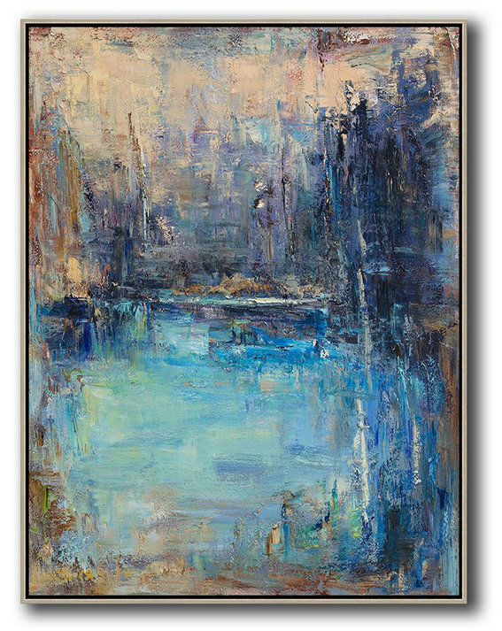 Extra Large Abstract Painting Yellow,Blue,Dark Blue.etc